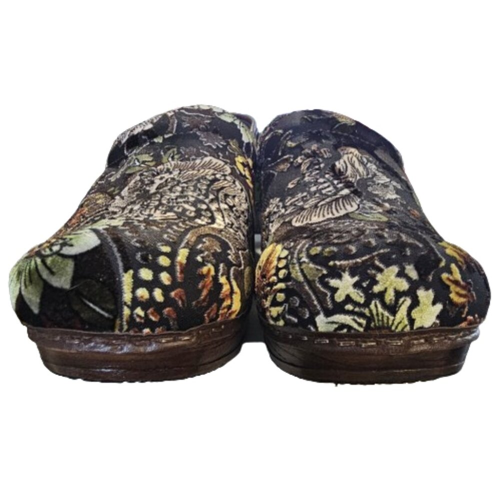 Sanita Womens Brown Floral Paisley Tapestry Velvet Clog Shoes Sz 7 - Picture 5 of 12